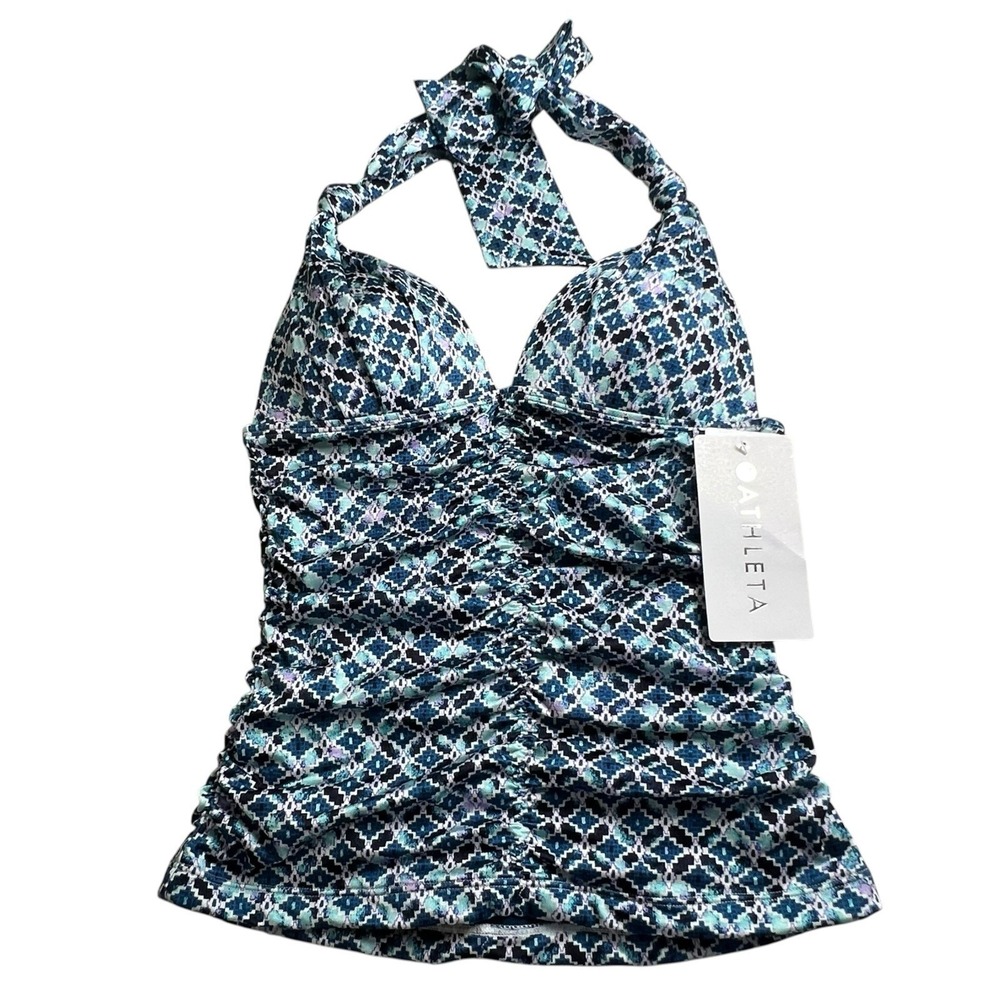 NWT Athleta Womens XXS Aqualuxe Print Halter Tanki TOP ONLY